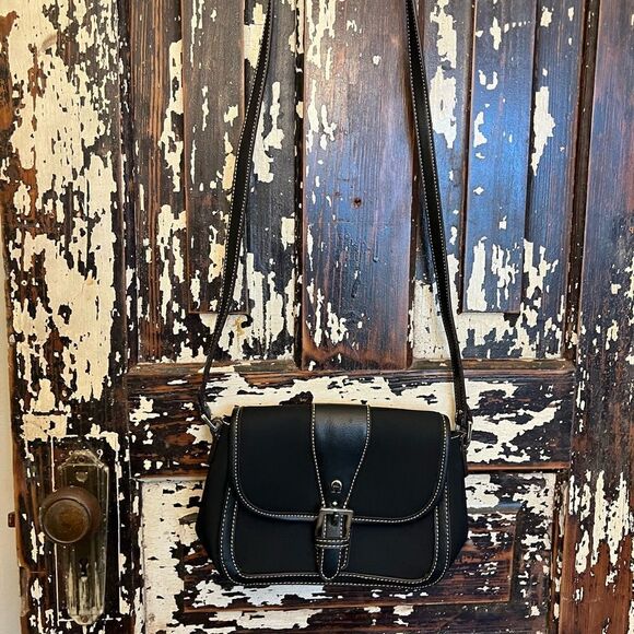 Vintage women’s small Etienne Aigner black canvas and leather bag. - Picture 1 of 9